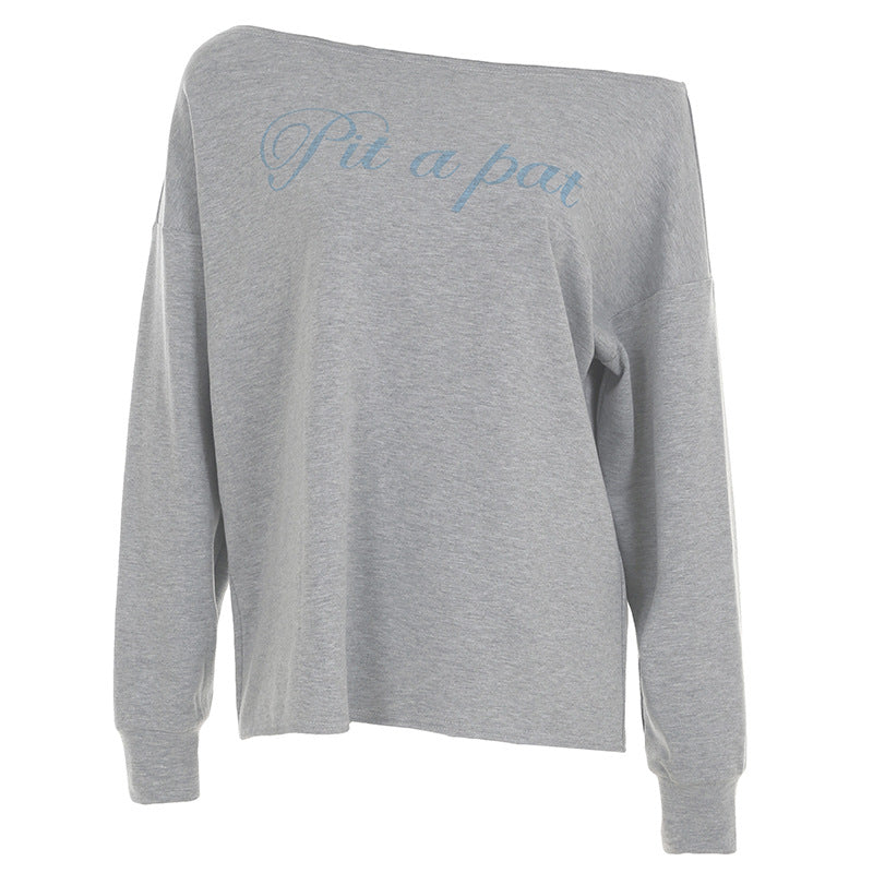 Cozy Letter Print Knitted Loose Sweatshirt Top