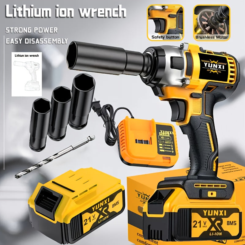 21V Impact Wrench Kit with 4000mAh Lithium-Ion Battery & Heavy-Duty Motor - Wireless Drill/Driver Compatible for Car, Truck, Motorcycle, Repair - Ideal Gift for Mechanics, DIYers, Men