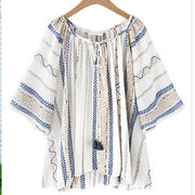 Plus Size Cotton Linen Retro Loose Blouse