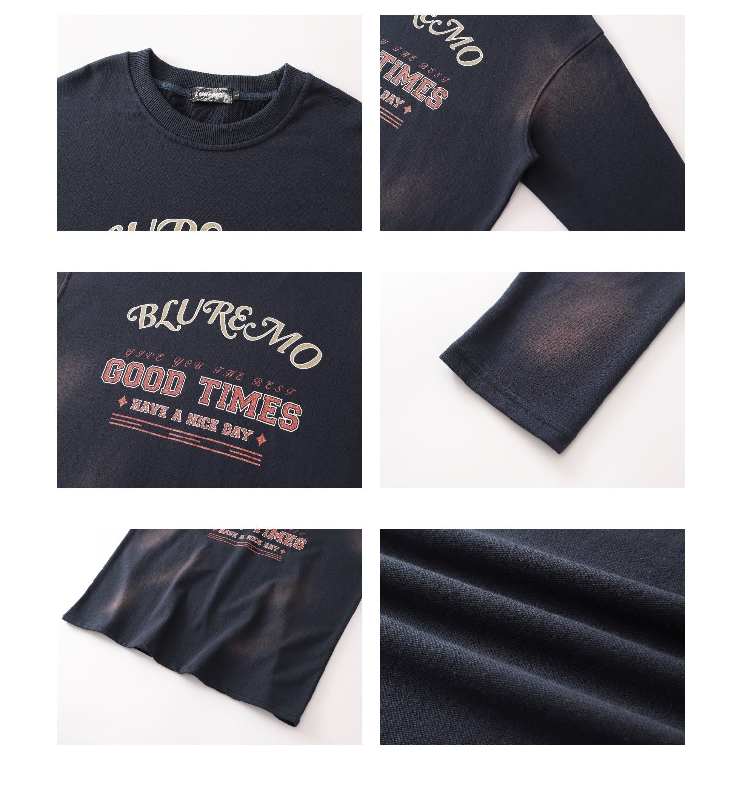 Gold Print Dark Wash Crew Neck Sweatshirt