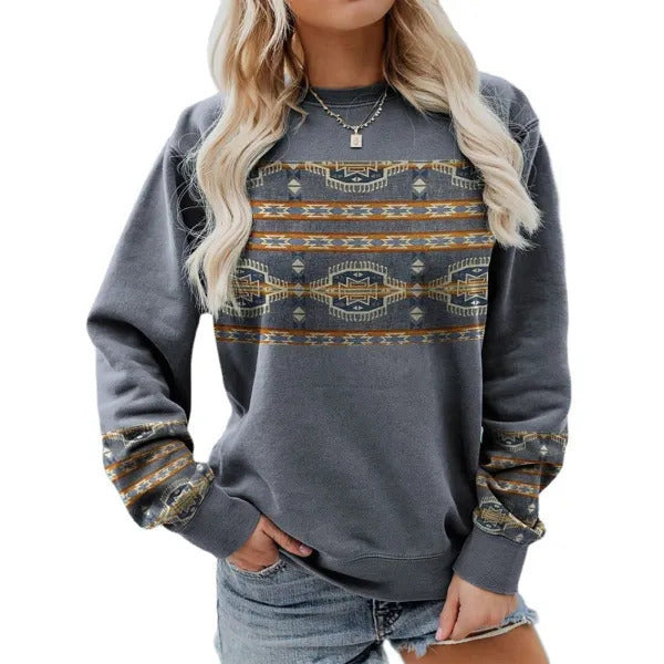 Vintage Printed Loose Round Neck T-Shirt