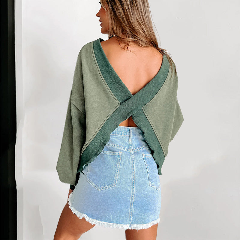 Women's V-Neck Long Sleeve Loose Casual Winter Sweater