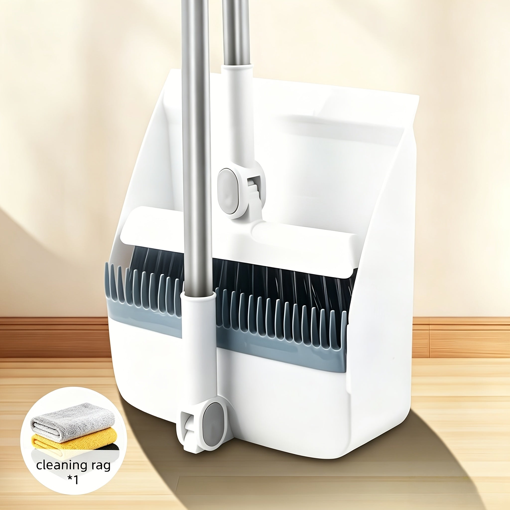 3-in-1 Upright Broom and Dustpan Combo with Long Handle