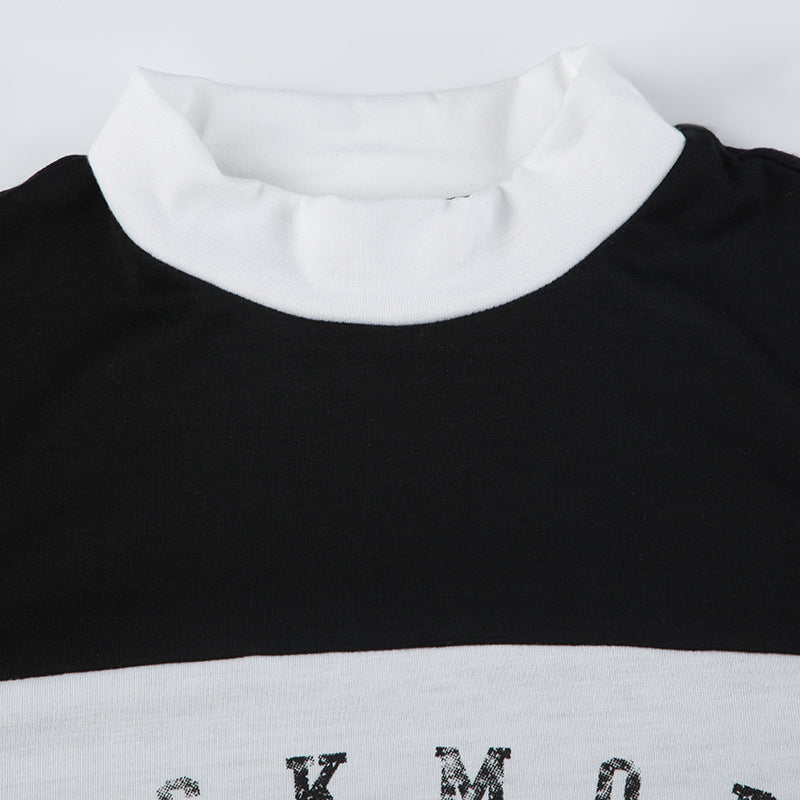 Chic Colorblock Striped Stand Collar Streetwear Sweatshirt