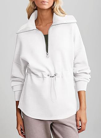 Women's Plus Size Half-Zip Drawstring Pullover Sweatshirt