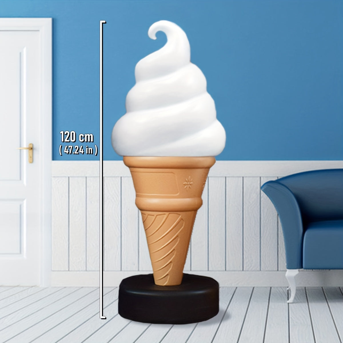 Large Outdoor Plastic Ice Cream Model – 23.6"/37.4"/47.2" (No Light) for Dessert Shop Advertising