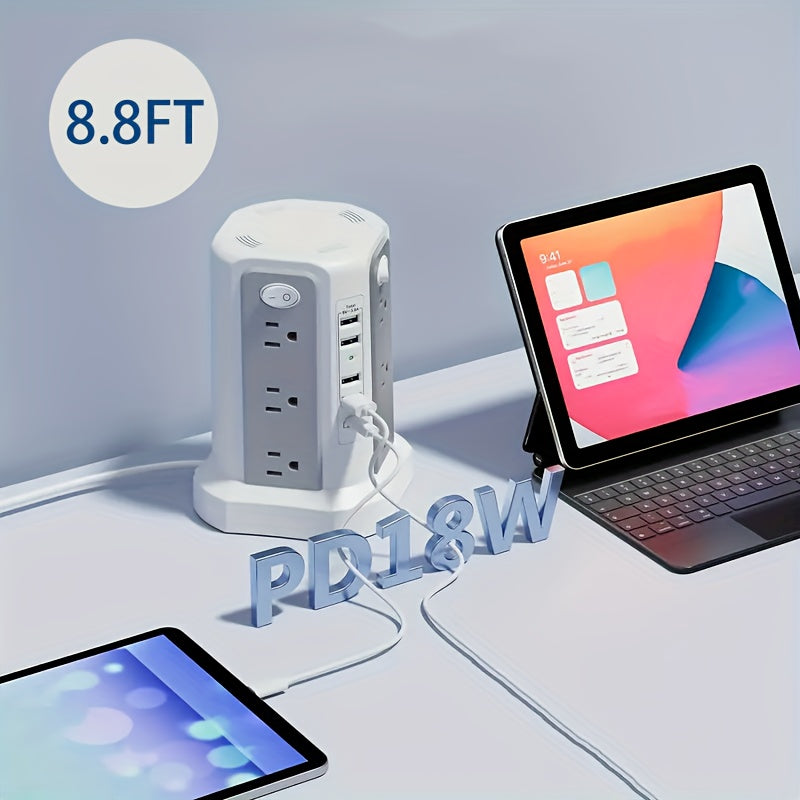 New Product: Flat Plug with USB/USB-C Ports, 8/12/16 AC Socket Power Board, Power Board with Multiple USB Charging Ports And Surge Protection, Extension Cord Desktop Power Board