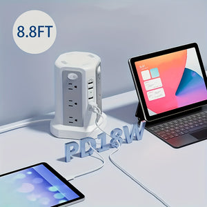 New Product: Flat Plug with USB/USB-C Ports, 8/12/16 AC Socket Power Board, Power Board with Multiple USB Charging Ports And Surge Protection, Extension Cord Desktop Power Board