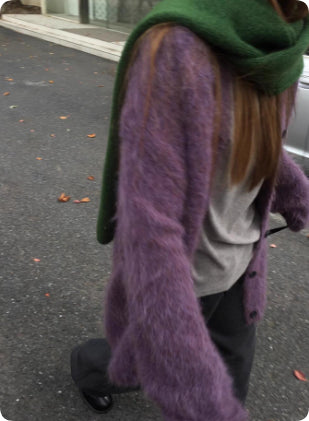 Purple, Relaxed and Sophisticated Mohair Cardigan for Women