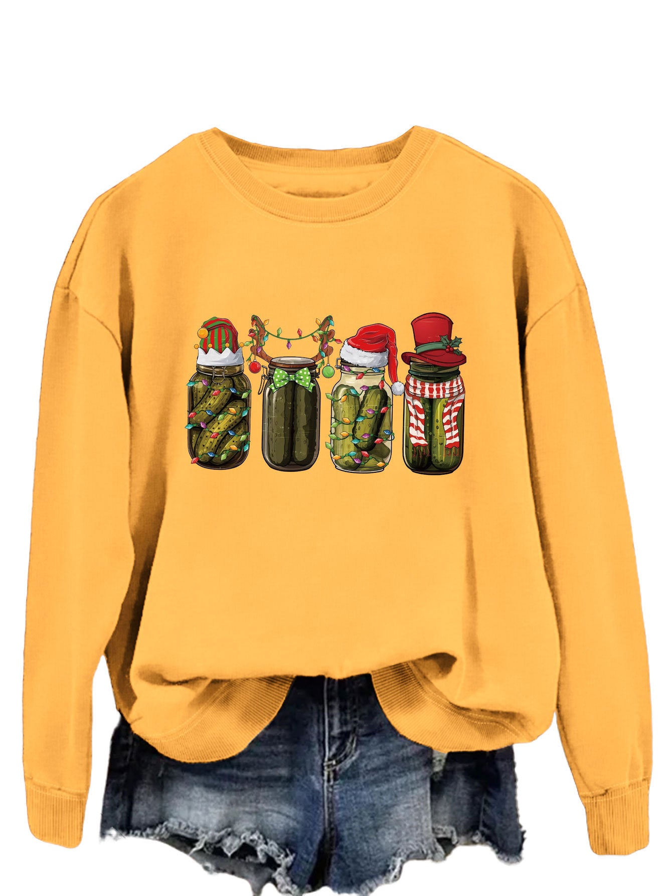 Funny Canned Cucumber Print Pullover Streetwear Sweatshirt