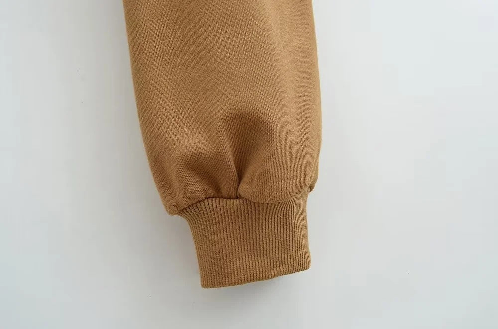 Women's Casual Half-Zip Solid Color Short Sweatshirt