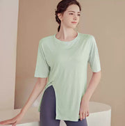 Women's Breathable Short‑Sleeve Yoga Top – Flexible Fit for Workouts