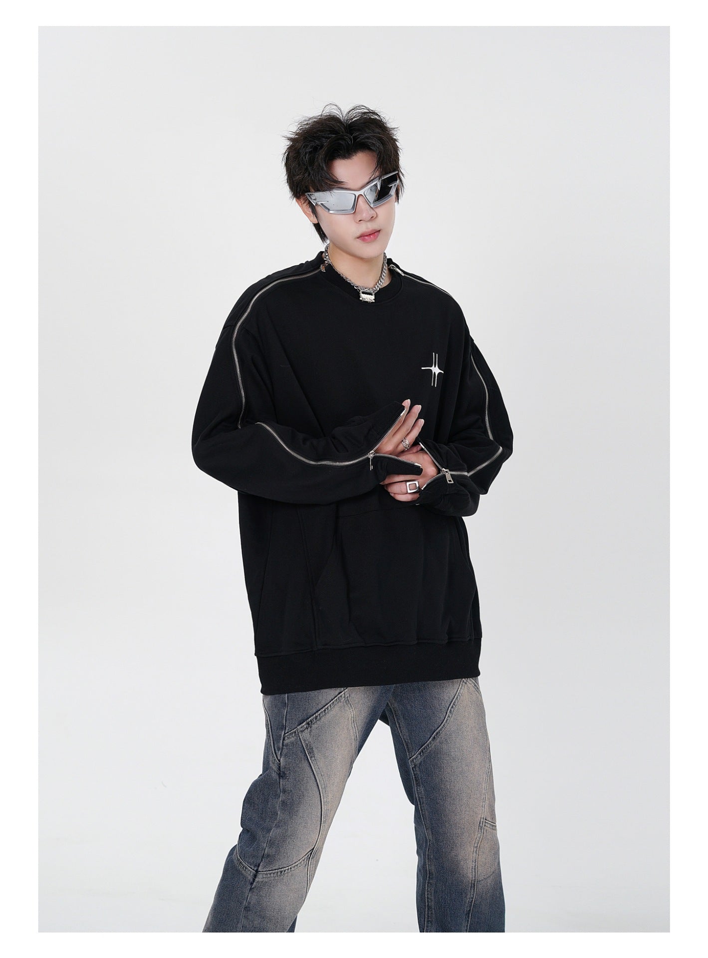 Letter Print Zipper Pullover Sweatshirt