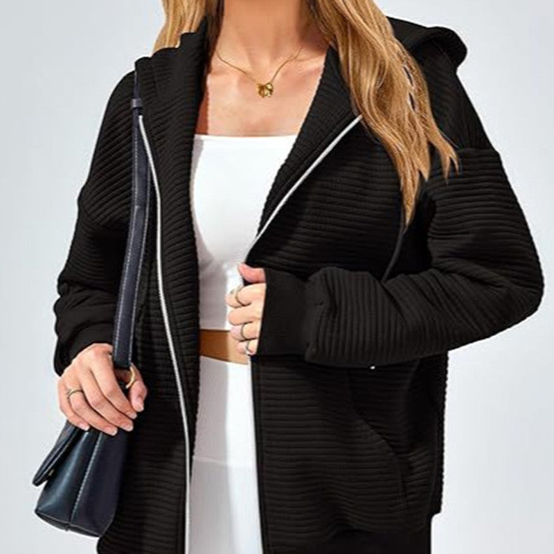 Women's Long-Sleeve Zip Hooded Athletic Sweatshirt