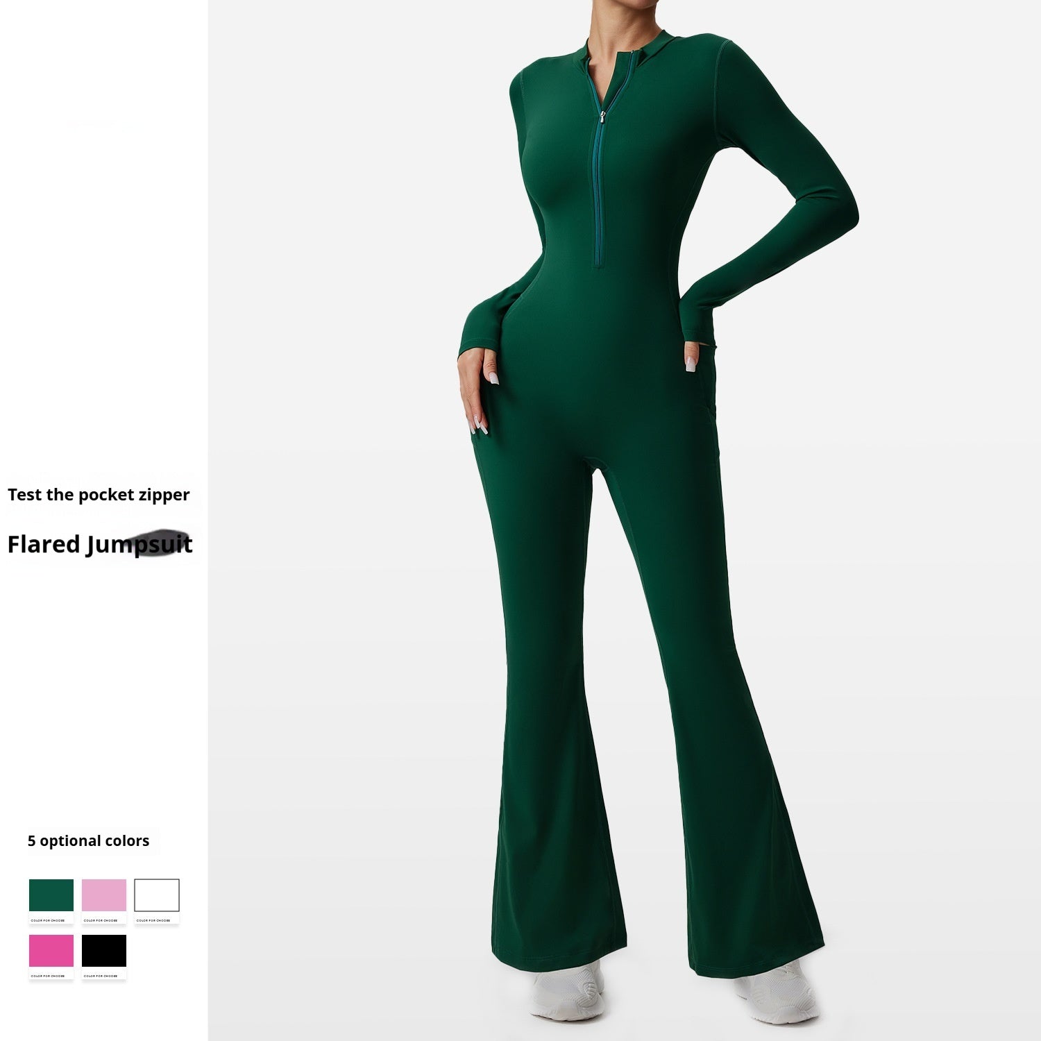 Slim-Fit Zip Long-Sleeve Yoga Jumpsuit