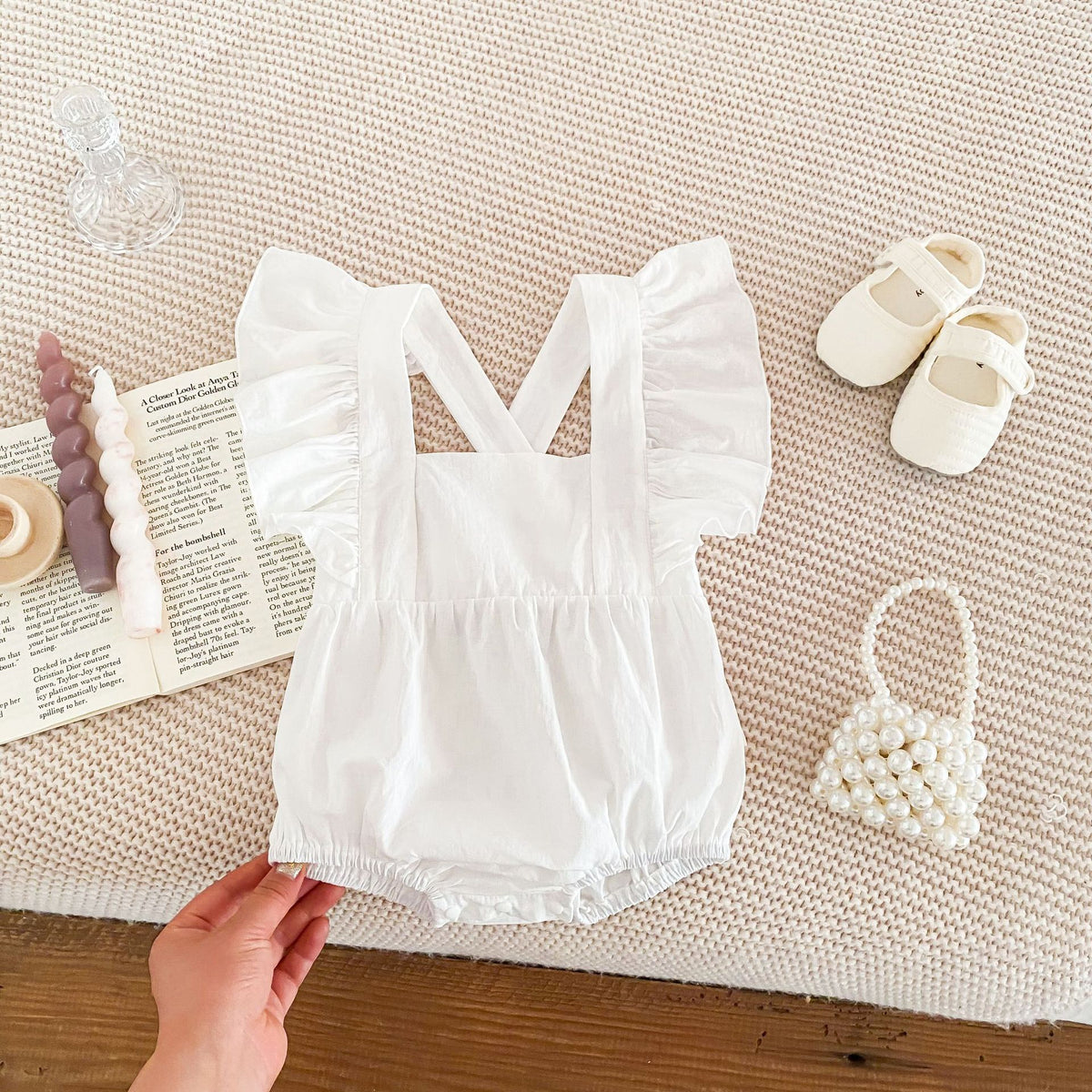 Baby Girl Summer Pure Color Cotton Strap Triangle Rompers
