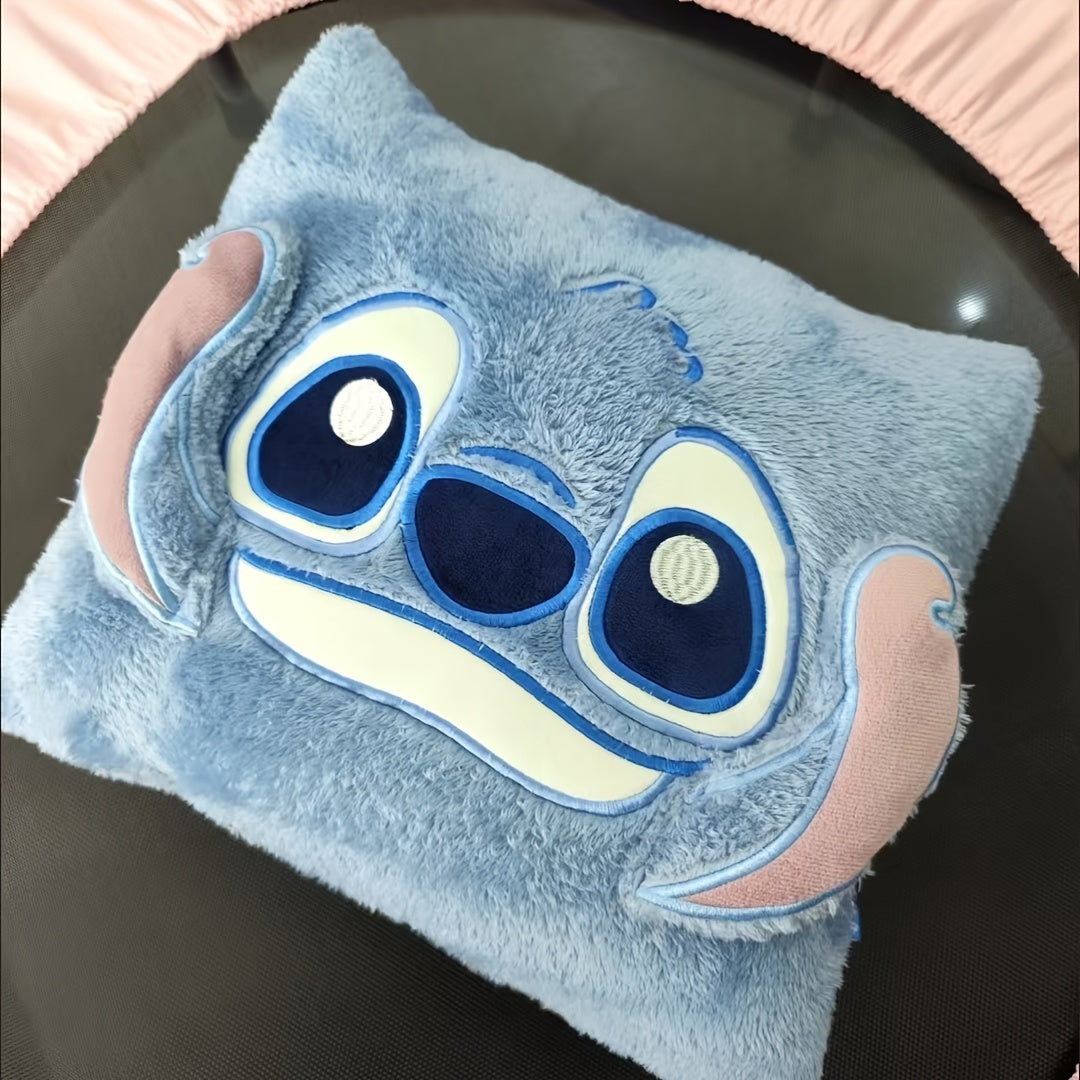 [Cartoon 2-in-1 Pillow] 2-in-1 Pillow and Blanket Set - Contemporary Cartoon Theme - All-Season Polyester Woven Throw with Embellishments, Portable and Versatile for Travel and Office Use