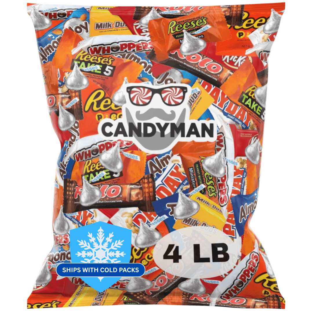 CANDYMAN 4 Pound Gift Box Mix of Chocolate, Individually Wrapped Assorted Bulk Candy Chocolates Variety Pack, Perfect for Holiday Candies, Chocolate Summer Candy Bulk