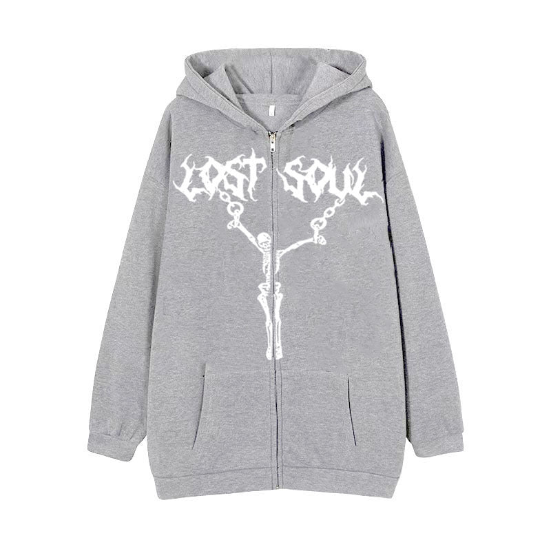 Women's Skeleton Zip-Up Streetwear Hoodie