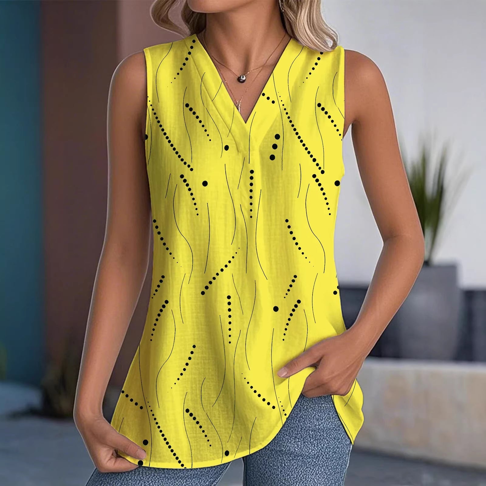 Breathable Lightweight Sleeveless V-Neck Top – Summer Streetwear