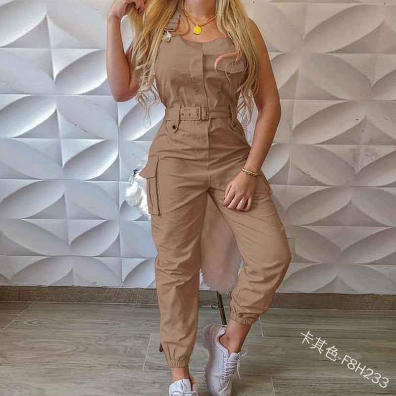 Women's Trendy Strapless Cargo Jumpsuit