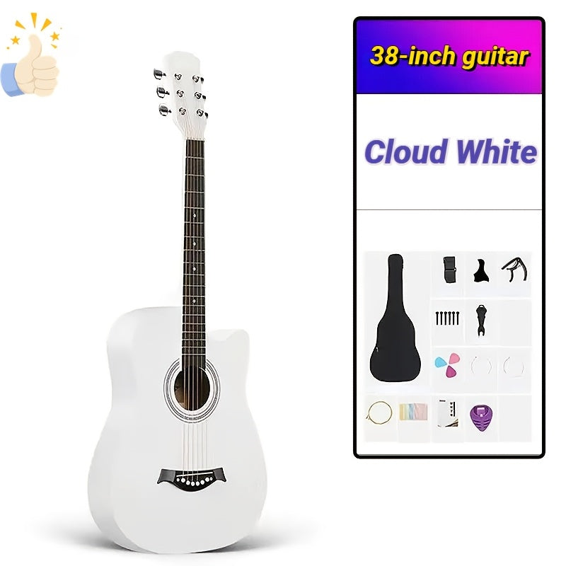 38‑Inch Solid Wood Entry‑Level Acoustic Guitar – Folk Style with Full Accessory Set