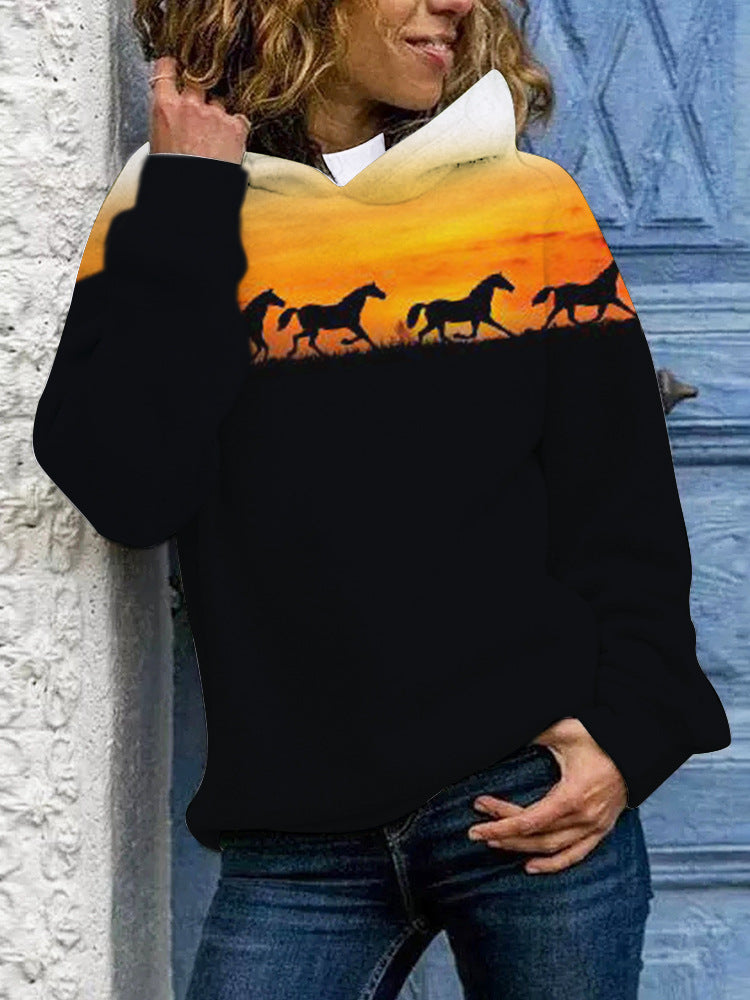 Chic Animal Print Hooded Sweatshirt for Women