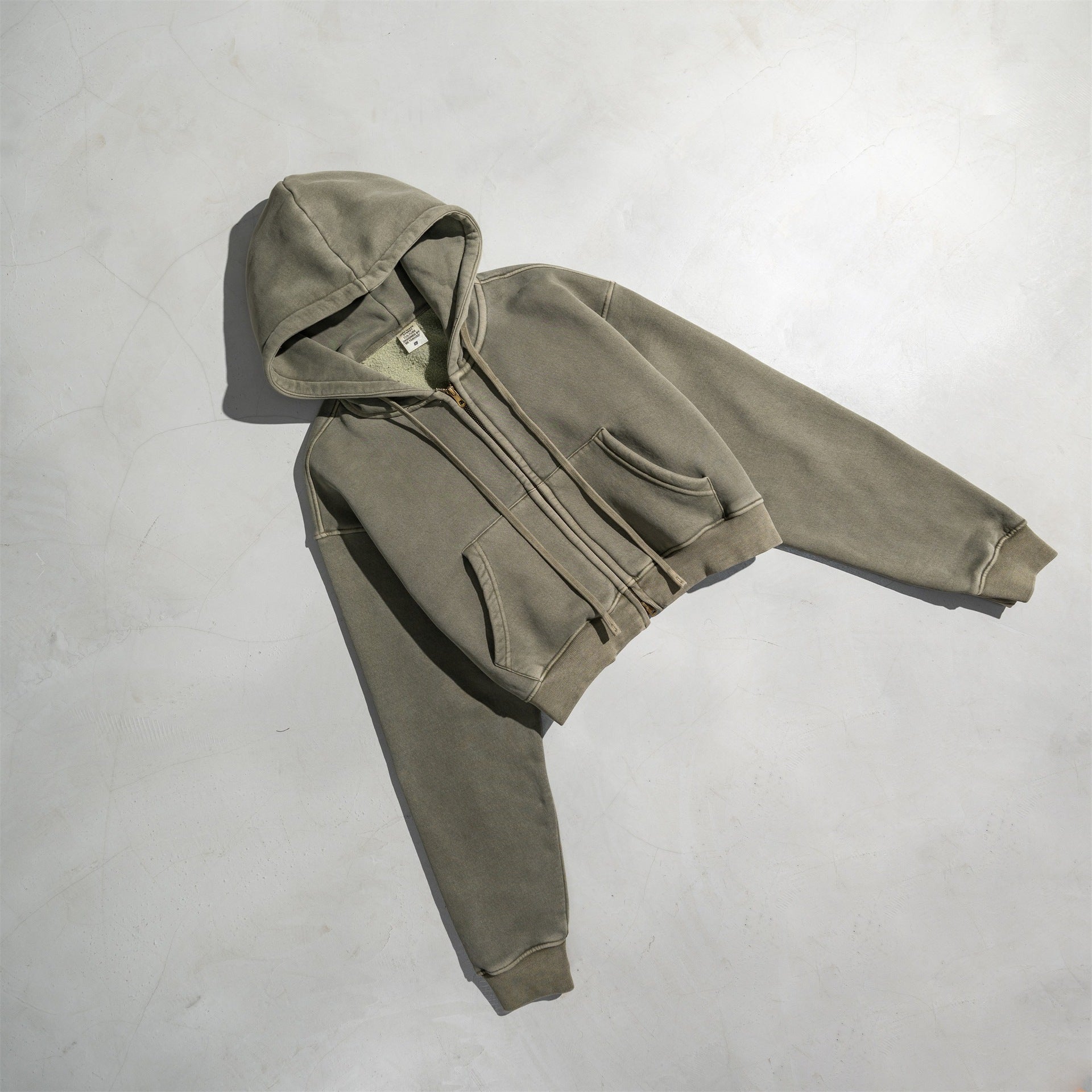 Retro Color Block Zip Hooded Sweater