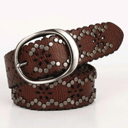 Women's Leather Rivet Belt - All-Match Cowhide Style