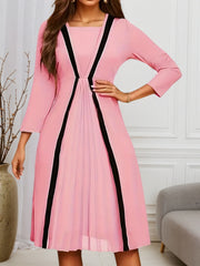 Elegant Color Block Layered Dress for Women