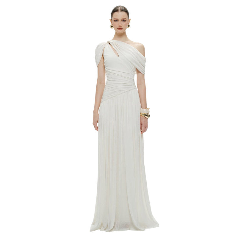 Womens French-style Off-shoulder Casual Dress