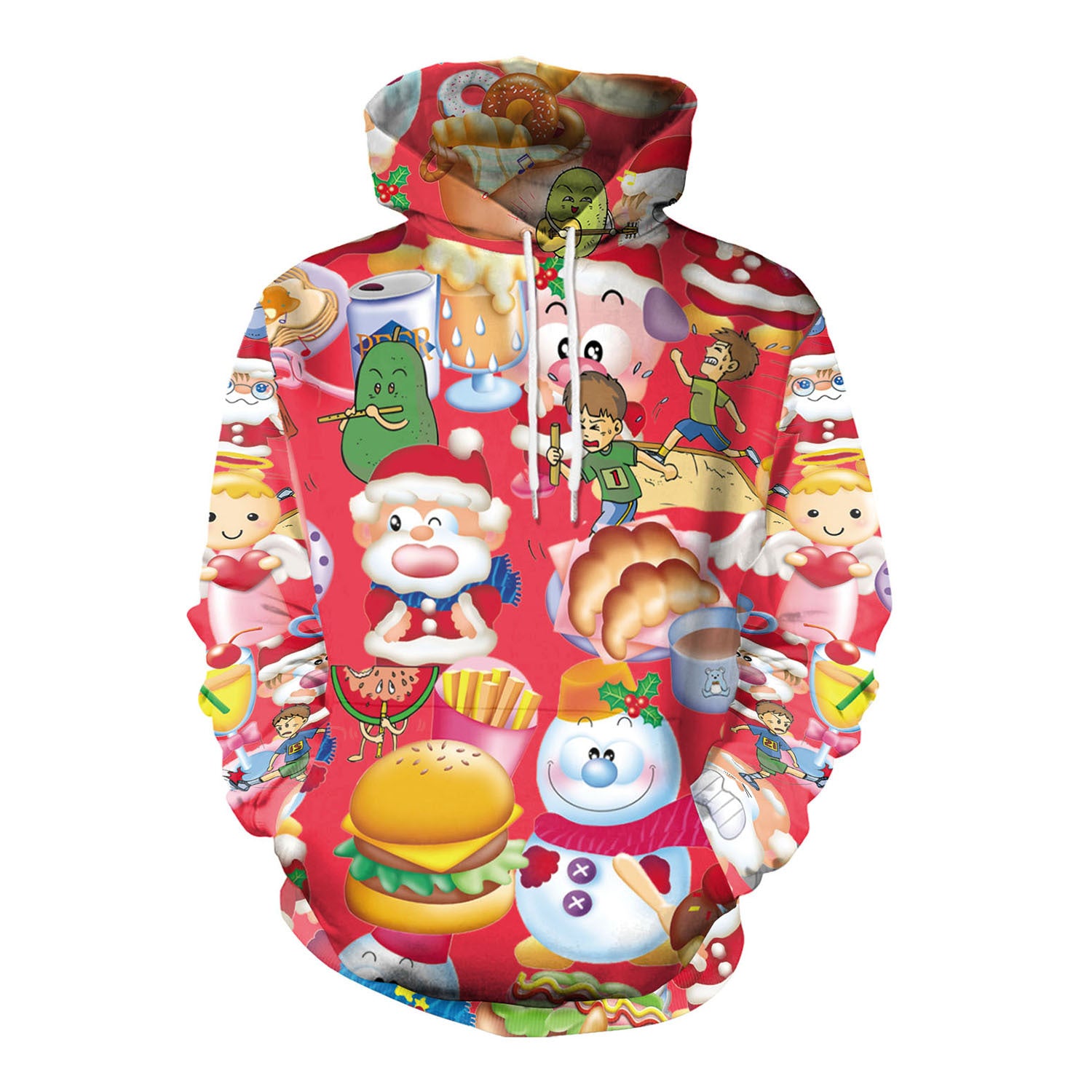 Women's Festive Christmas Hooded Digital Print Loose Sweatshirt