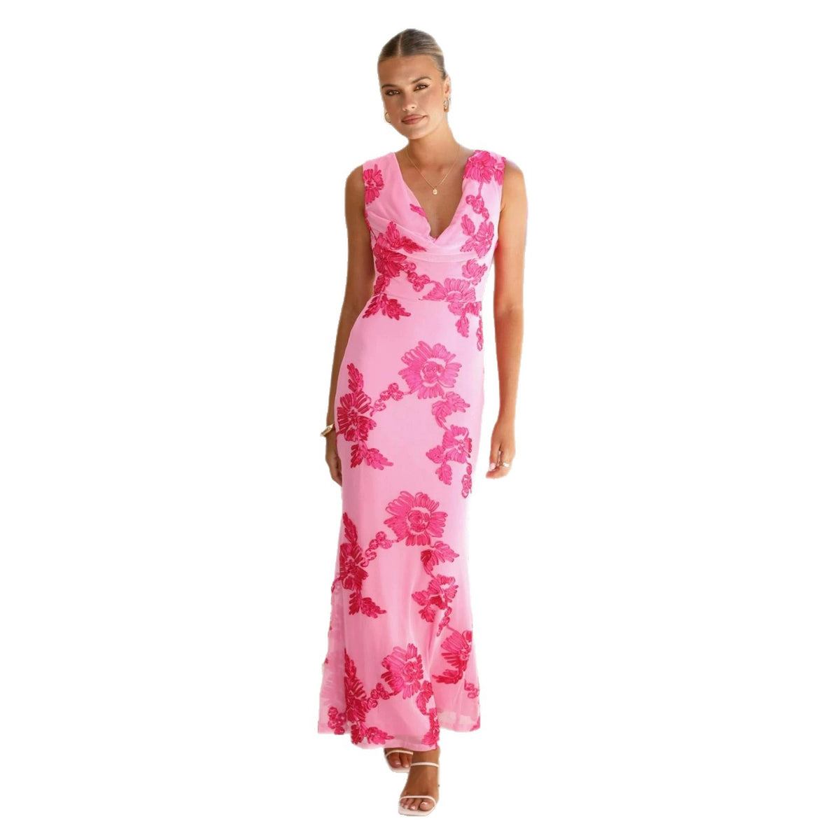 Womens Fashionable Floral Embroidery Dress