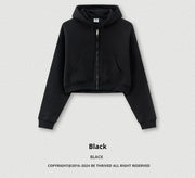 Retro Solid Color Fleece-Lined Zip Hoodie