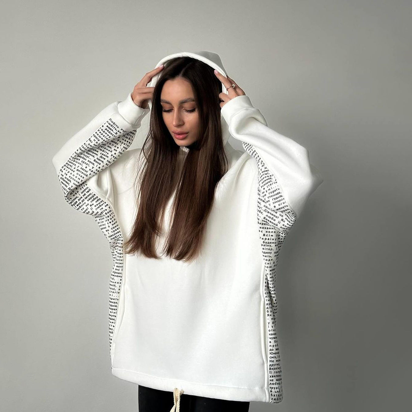 Women's Trendy Cuff Letter Print Hoodie Sweatshirt