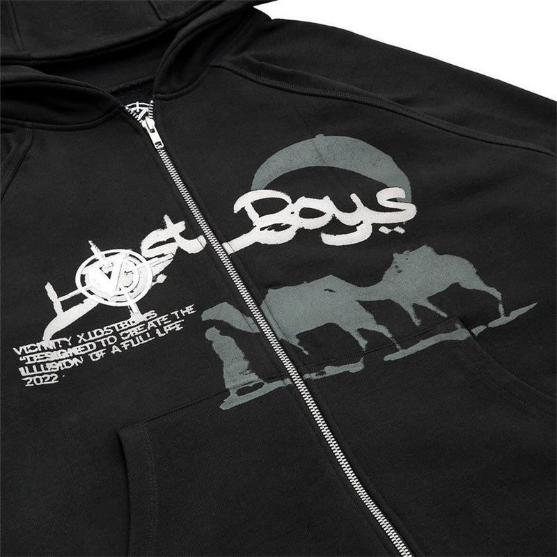 Cute Cartoon Print Thickened Plush Hoodie