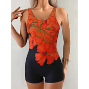 One-piece Floral-print Body-hugging Sexy Swimsuit European And American Style
