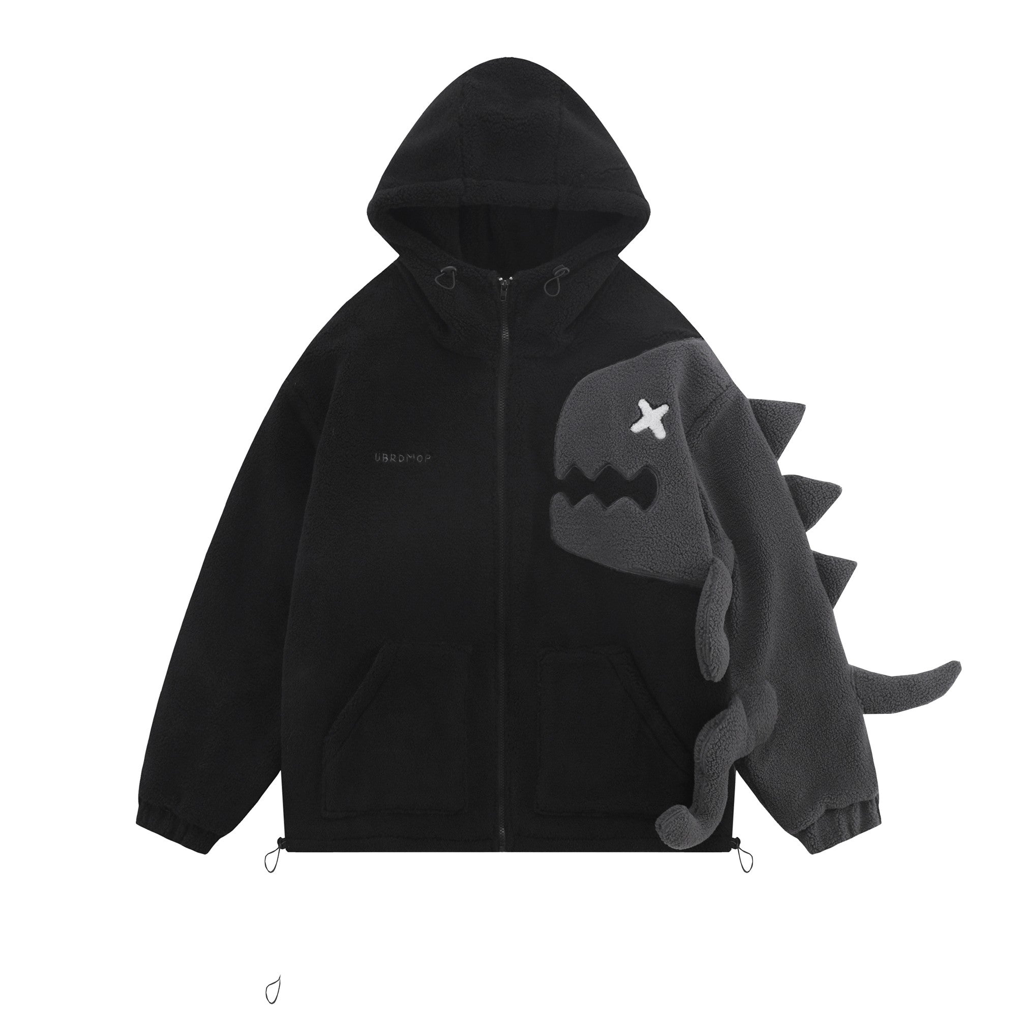 Design Sense Dinosaur Spliced Lamb Wool Coat Female