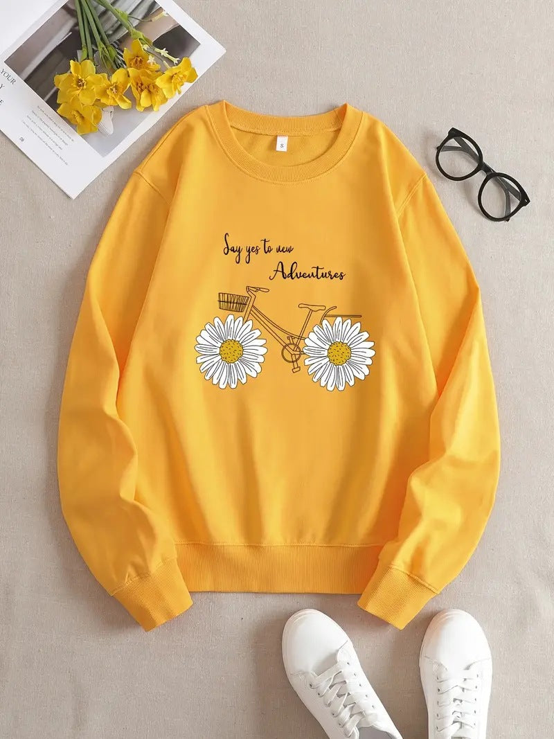 Women's Printed Crew Neck Sweatshirt