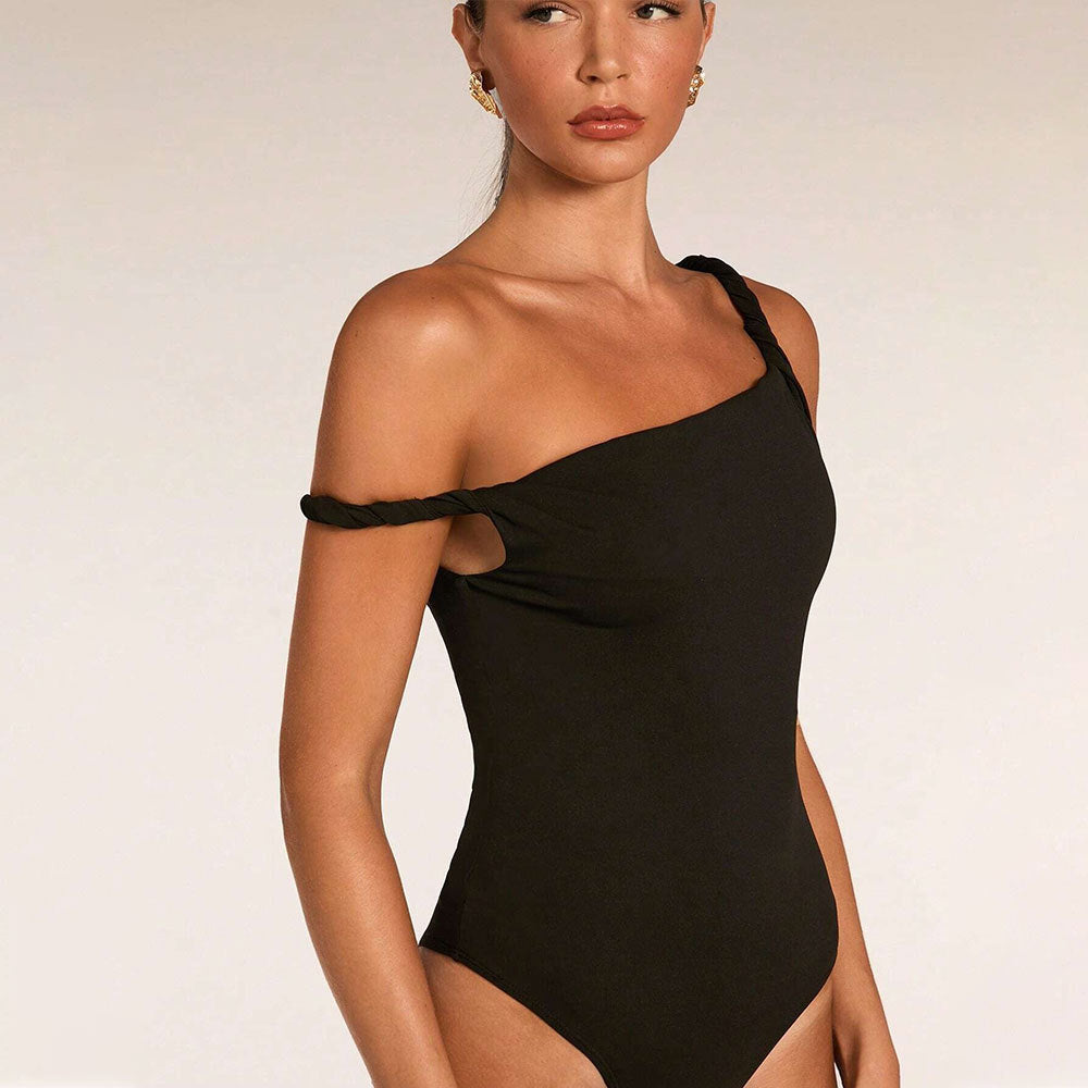 Sexy Off-Shoulder Cable-Knit Slim Jumpsuit