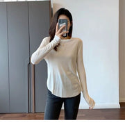 Autumn Loose-fit Figure-flattering Off-shoulder Soft-texture Long-sleeve T-shirt for Women