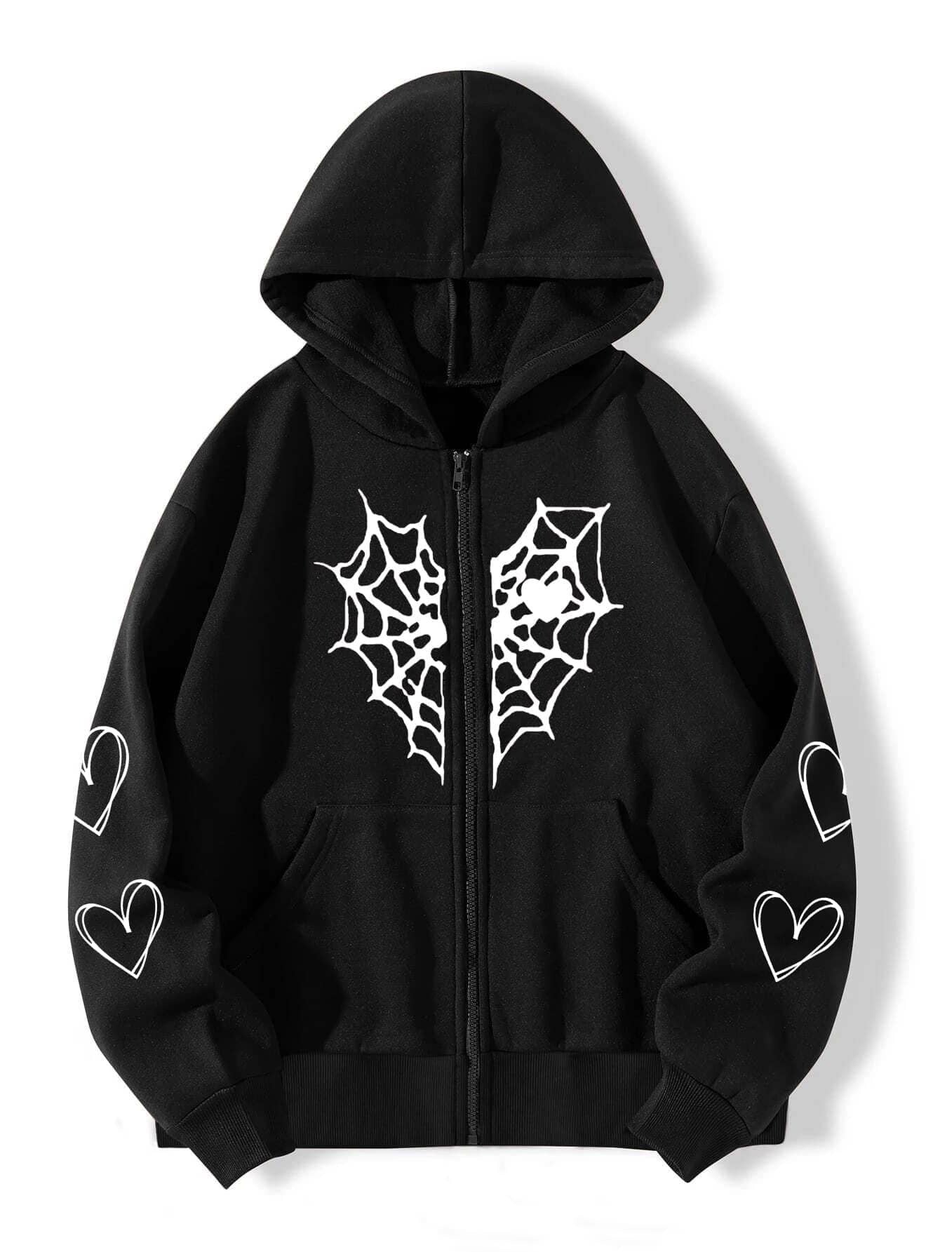 Women's Spider Web Hooded Cardigan Coat