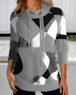 Chic Printed Turtleneck Sweater for Women