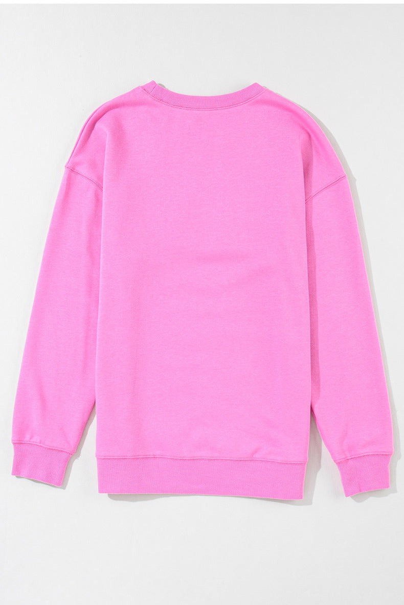 Casual Print Solid Pullover Sweatshirt