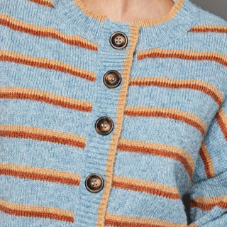 Casual All-match Multicolor Striped Round Neck Sweater