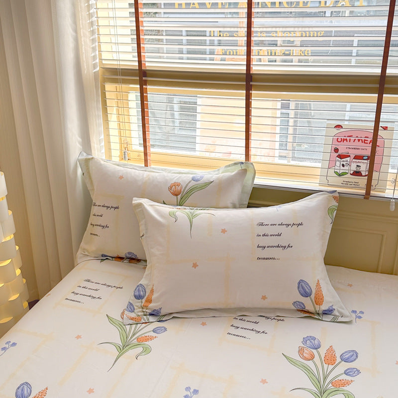 100% Cotton Twill Pillowcases Pair, Reactive Dyeing, Modern Minimalist