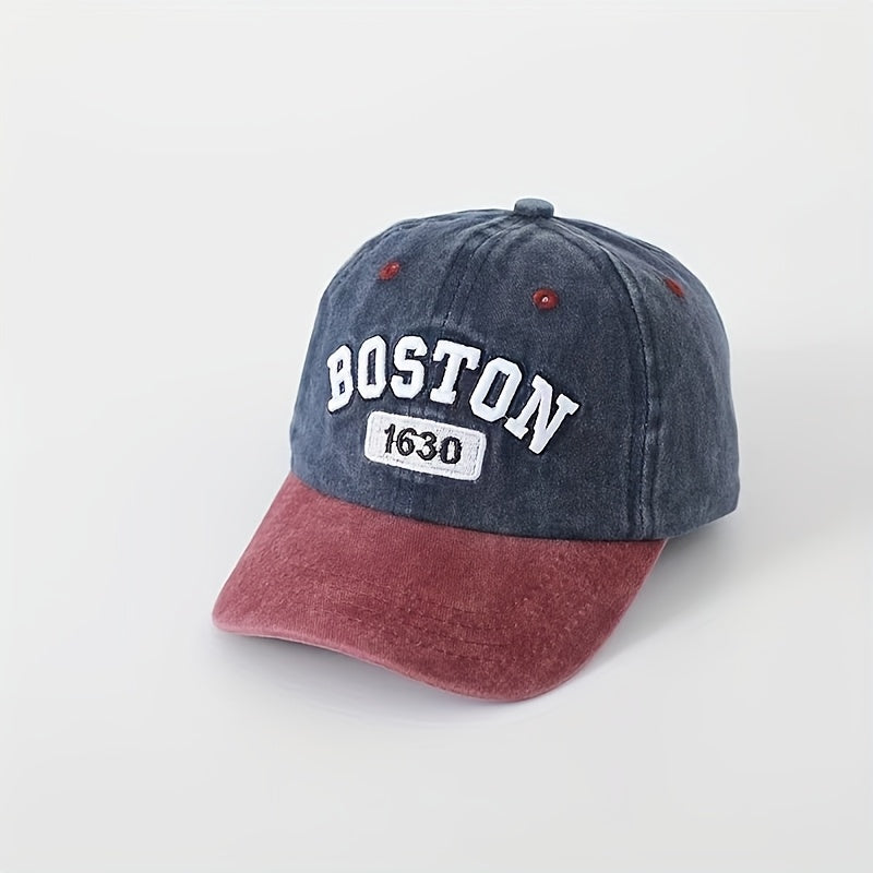 Kids Baseball Cap with 3D Embroidery, Washable Outdoor Sun Hat, Unisex 3-14 Years