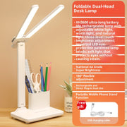 Dual-Head Desk Lamp with USB Charging Station