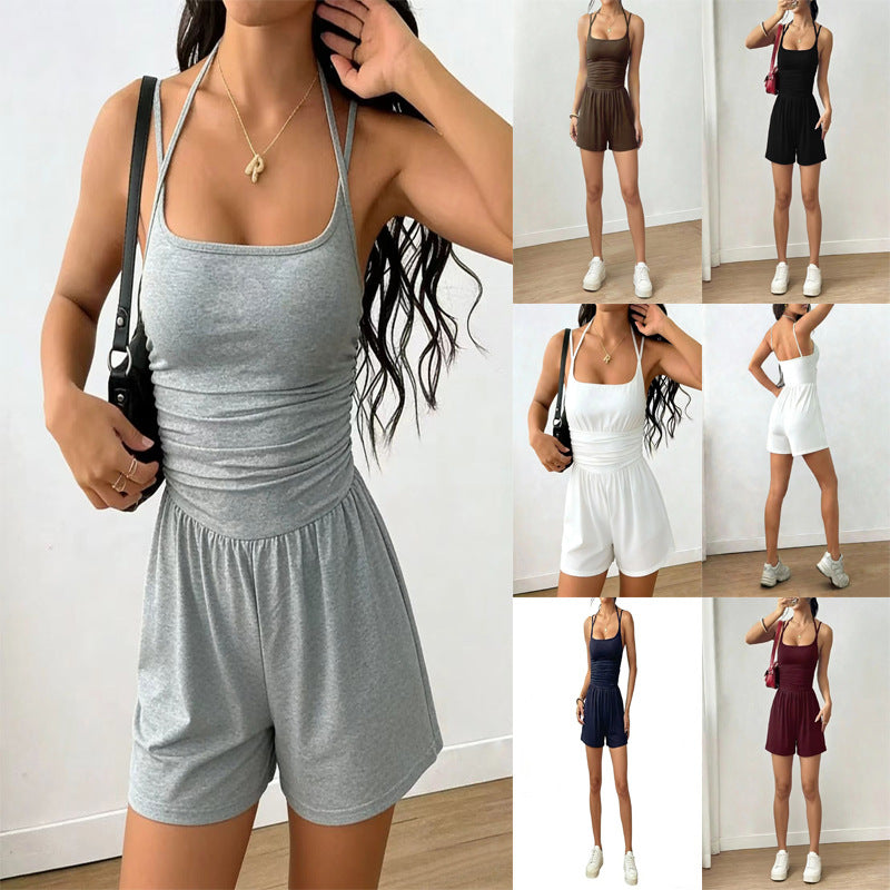 Sleeveless Strappy High-Waist Jumpsuit For Women