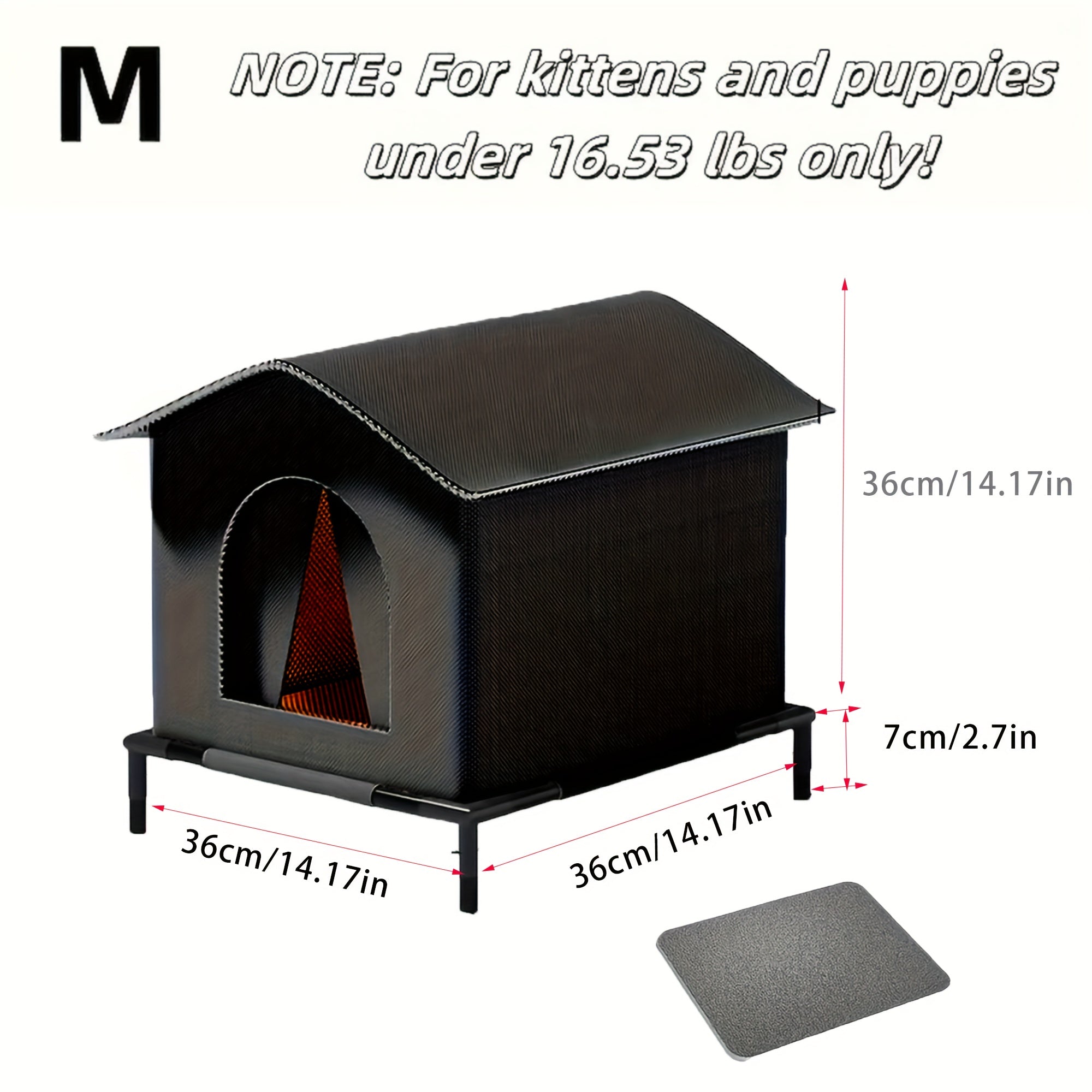 Heavy-Duty Oxford Cloth Outdoor Cat House With Stand - All-Season Insulated Shelter, Windproof &, Easy Assembly, Portable Pet Shelter For Indoor/Outdoor Use